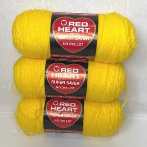 Red Heart Super Saver 7oz Yarn (3)skeins Color 0324 Bright Yellow